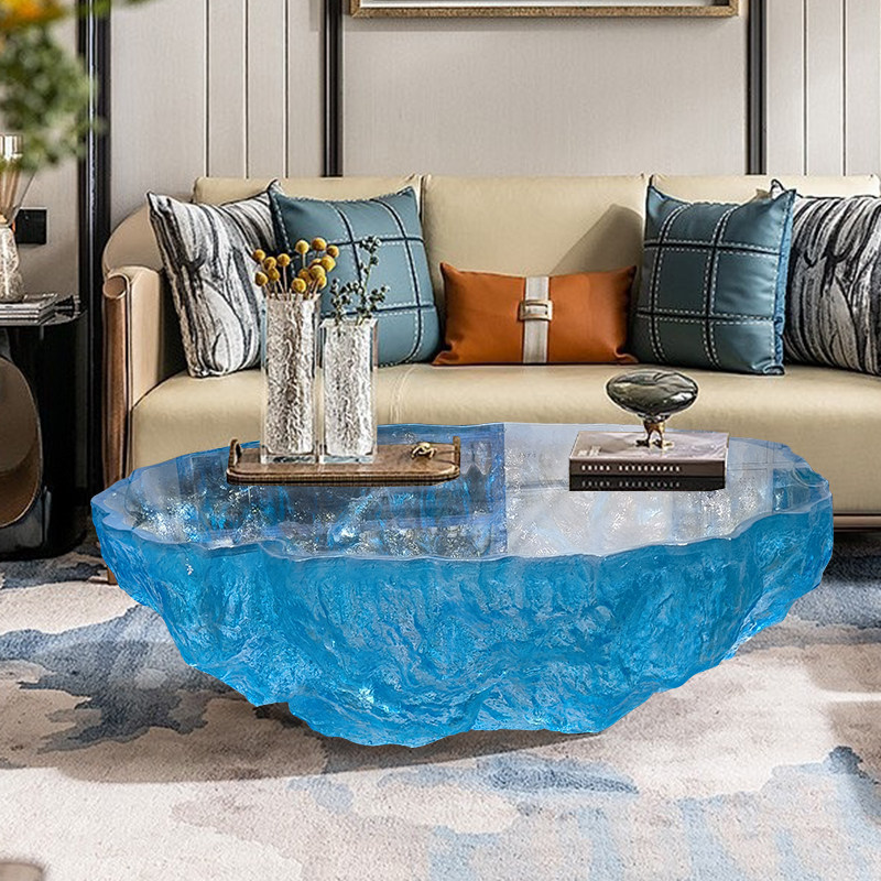 Transparent resin glacier bar counter table custom hotel living room home tea table high-end luminous island design