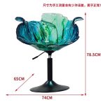 Light luxury household dining chair, transparent resin, high-end petal bar counter chair, designer style, adjustable and rotatable high foot stool