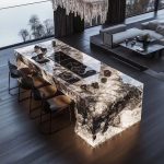 High-end villa bar front desk minimalist luminous island bar counter dining table custom transparent resin ice block bar art tea table