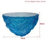 Transparent blue deep ocean tea table, modern light luxury living room, household resin table, high-end art crystal circular tea table