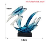 Modern minimalist hotel entrance foyer soft decoration with a high-end feel, niche transparent ornaments, resin sculptures, and artworks