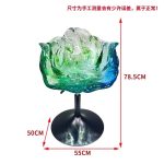 Light luxury household dining chair, transparent resin, high-end petal bar counter chair, designer style, adjustable and rotatable high foot stool