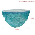 Transparent blue deep ocean tea table, modern light luxury living room, household resin table, high-end art crystal circular tea table