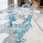 Modern minimalist transparent resin crystal glacier tea table designer with a high-end feel, home office water ripple table