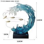 Modern Light Luxury Transparent Resin Sculpture Wave Ornament Hotel Model Room Home Living Room Entrance Decoration Crafts
