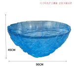 Transparent blue deep ocean tea table, modern light luxury living room, household resin table, high-end art crystal circular tea table