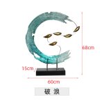 Modern Light Luxury Transparent Resin Sculpture Wave Ornament Hotel Model Room Home Living Room Entrance Decoration Crafts