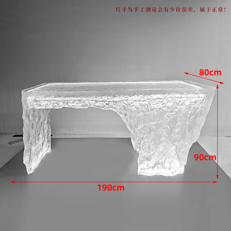 Light luxury transparent resin crystal island table, clubhouse, villa beauty salon, designer’s creative glacier tea table customization