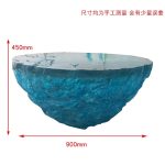 Transparent blue deep ocean tea table, modern light luxury living room, household resin table, high-end art crystal circular tea table