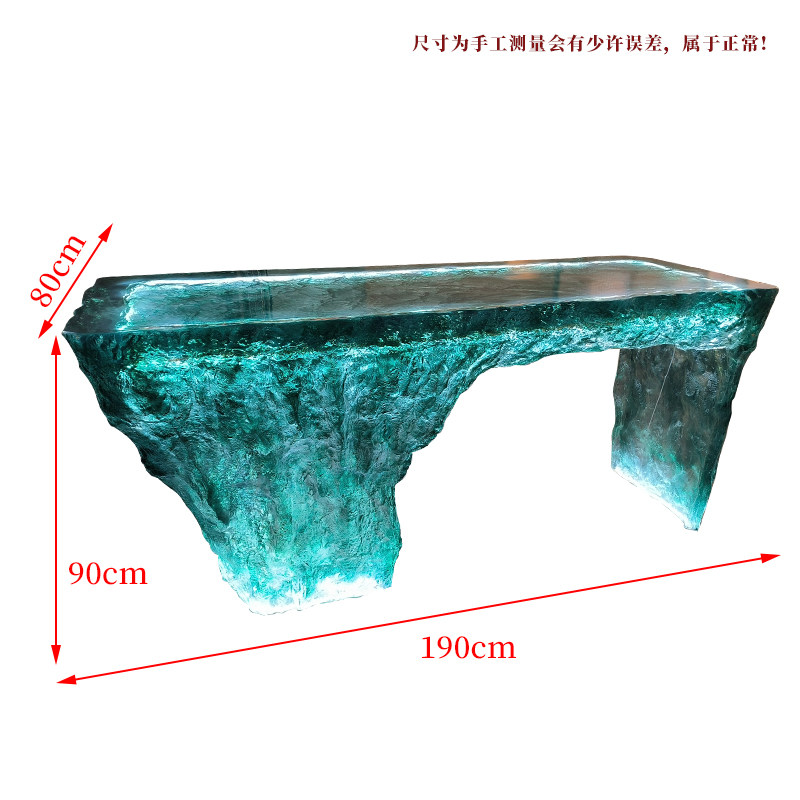 Light luxury transparent resin crystal island table, clubhouse, villa beauty salon, designer’s creative glacier tea table customization