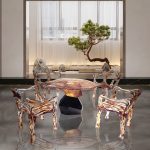 Modern minimalist transparent resin crystal glacier tea table designer with a high-end feel, home office water ripple table