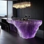 High-end villa bar front desk minimalist luminous island bar counter dining table custom transparent resin ice block bar art tea table