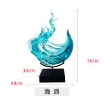 Modern Light Luxury Transparent Resin Sculpture Wave Ornament Hotel Model Room Home Living Room Entrance Decoration Crafts