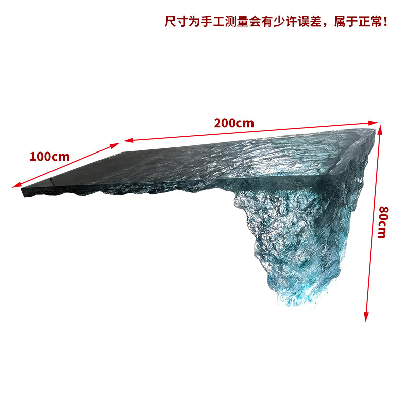 Light luxury transparent resin crystal island table, clubhouse, villa beauty salon, designer’s creative glacier tea table customization