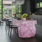 High-end villa bar front desk minimalist luminous island bar counter dining table custom transparent resin ice block bar art tea table