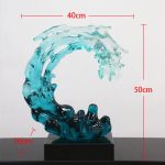 Modern Light Luxury Transparent Resin Sculpture Wave Ornament Hotel Model Room Home Living Room Entrance Decoration Crafts