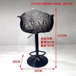 Light luxury household dining chair, transparent resin, high-end petal bar counter chair, designer style, adjustable and rotatable high foot stool