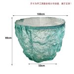 Transparent blue deep ocean tea table, modern light luxury living room, household resin table, high-end art crystal circular tea table
