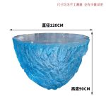 Transparent blue deep ocean tea table, modern light luxury living room, household resin table, high-end art crystal circular tea table