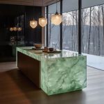 High-end villa bar front desk minimalist luminous island bar counter dining table custom transparent resin ice block bar art tea table