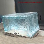Modern luxury crystal luminous island table, bar, villa, high-end feeling, transparent resin reception, irregular bar counter in front