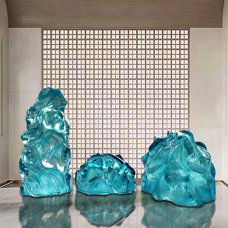 Transparent resin luminous landscape stone sculpture villa courtyard hotel pool model room floor soft decoration ornament