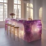High-end villa bar front desk minimalist luminous island bar counter dining table custom transparent resin ice block bar art tea table