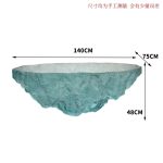 Transparent blue deep ocean tea table, modern light luxury living room, household resin table, high-end art crystal circular tea table