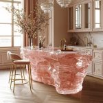 High-end villa bar front desk minimalist luminous island bar counter dining table custom transparent resin ice block bar art tea table