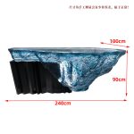 Modern luxury crystal luminous island table, bar, villa, high-end feeling, transparent resin reception, irregular bar counter in front