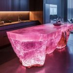 High-end villa bar front desk minimalist luminous island bar counter dining table custom transparent resin ice block bar art tea table