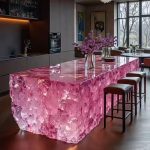 High-end villa bar front desk minimalist luminous island bar counter dining table custom transparent resin ice block bar art tea table