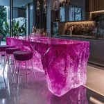 High-end villa bar front desk minimalist luminous island bar counter dining table custom transparent resin ice block bar art tea table