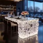 High-end villa bar front desk minimalist luminous island bar counter dining table custom transparent resin ice block bar art tea table