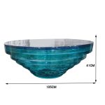 Transparent blue deep ocean tea table, modern light luxury living room, household resin table, high-end art crystal circular tea table