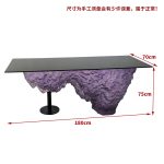 Transparent resin luminous crystal island, light luxury home dining table, ice cubes, stones, high-end feeling, hotel reception bar, front desk