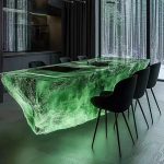 High-end villa bar front desk minimalist luminous island bar counter dining table custom transparent resin ice block bar art tea table