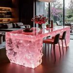 High-end villa bar front desk minimalist luminous island bar counter dining table custom transparent resin ice block bar art tea table