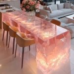 High-end villa bar front desk minimalist luminous island bar counter dining table custom transparent resin ice block bar art tea table