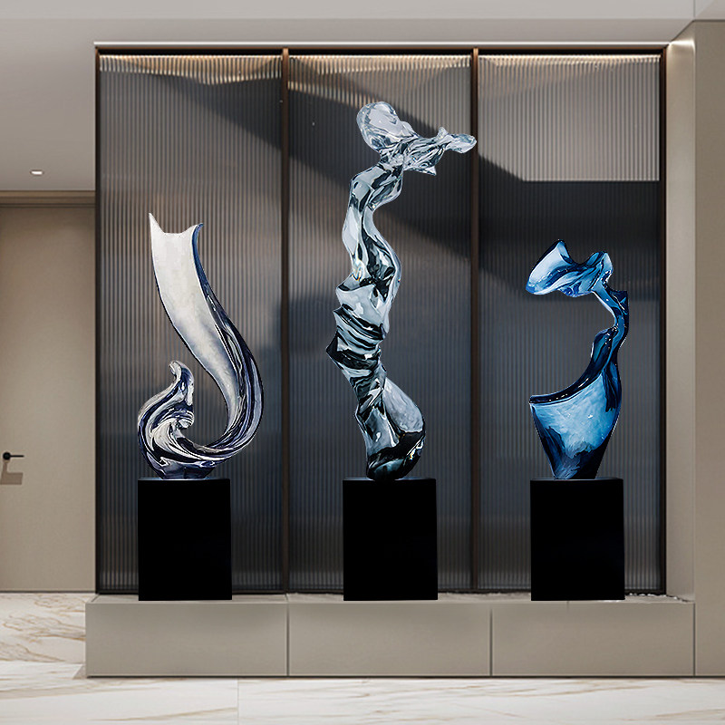 Modern abstract transparent resin sculpture, la...