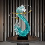 Modern Light Luxury Transparent Resin Sculpture Wave Ornament Hotel Model Room Home Living Room Entrance Decoration Crafts