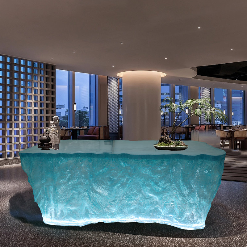 Transparent resin glacier bar counter table cus...