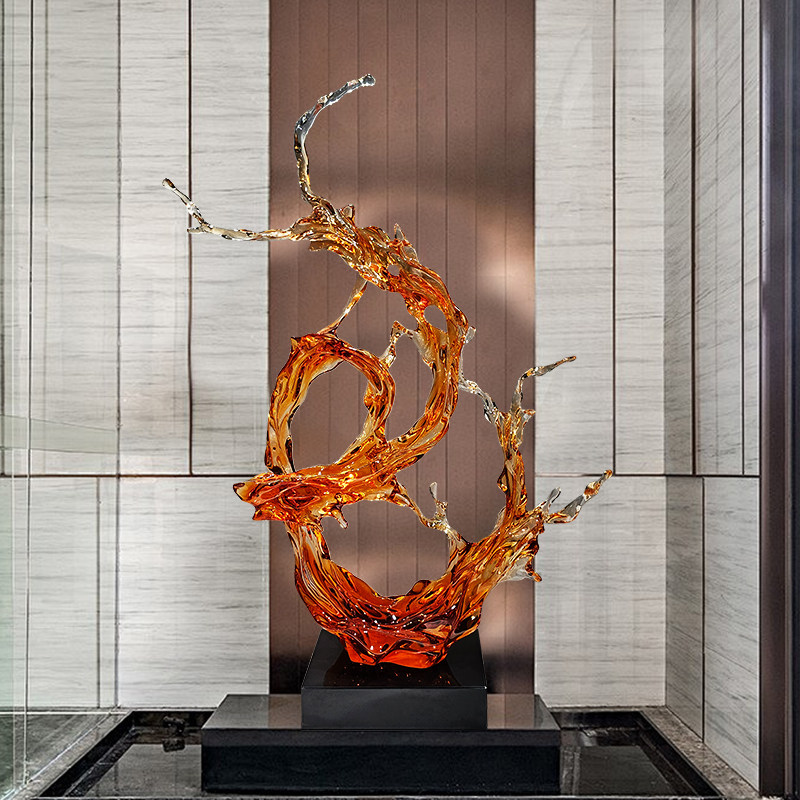 Large scale foam decorations in the lobby and atrium of the hotel, transparent resin sculptures, sales office entrance, floor decorations, art
