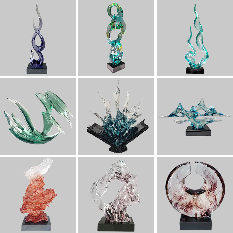 Modern Creative Abstract Ornaments Hotel Sales Office Villa Living Room Transparent Resin Sculpture Entrance Art Decoration