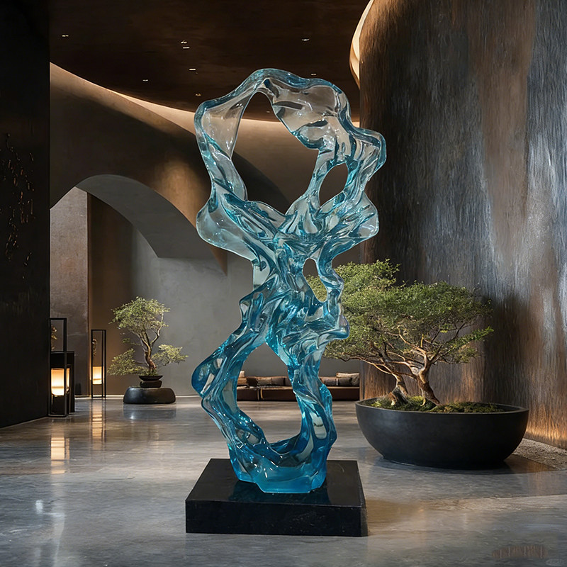Abstract the Taihu Lake Stone Sculpture Hotel Lobby Sample Room Villa porch Transparent resin soft decoration artwork