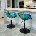 Light luxury household dining chair, transparent resin, high-end petal bar counter chair, designer style, adjustable and rotatable high foot stool