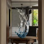 Modern luxury transparent resin foam ornament, large floor standing sculpture, hotel living room, foyer, model room artwork