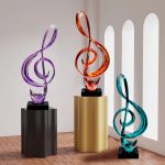 Nordic Creative Musical Note Decorative Sculpture for Home Living Room Wine Cabinet Music Stand Instrument Transparent Resin Art Piece