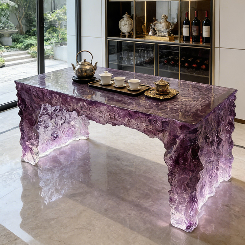 Light luxury transparent resin crystal island t...