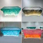 Transparent resin glacier bar counter table custom hotel living room home tea table high-end luminous island design